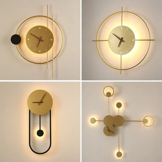 Modern LED Wall Lamp Clock Sconce for Bedroom Bedside Living Dining Room Aisle Porch Corridor Home Decor Lighting Fixture Luster