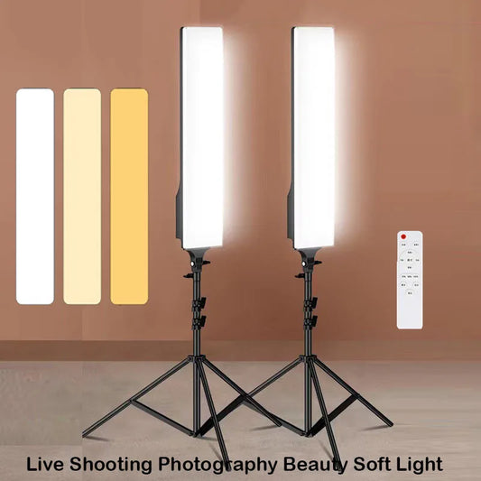 LED Rectangular Video Light Dimmable Continuous Photography Lighting Kit , Long Arm Tripod Stand for Photo Studio Desktop